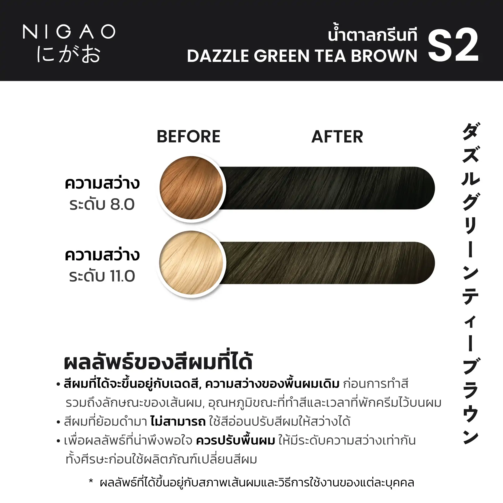S2 – นิกาโอะ สีย้อมผม น้ำตาลกรีนที
