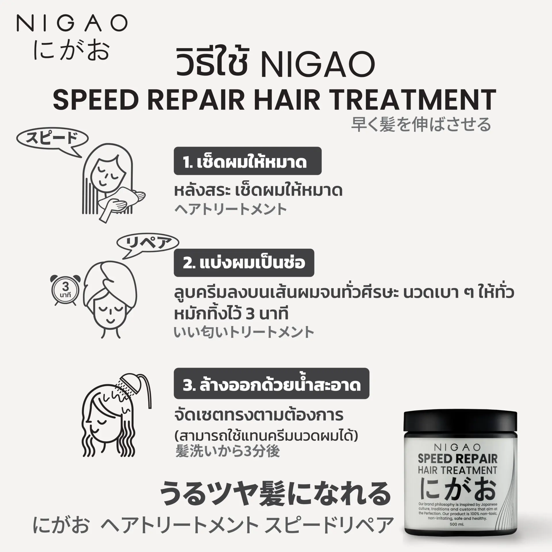 นิกาโอะ สปีด รีแพร์ แฮร์ <br>ทรีทเม้นท์ 500 มล.