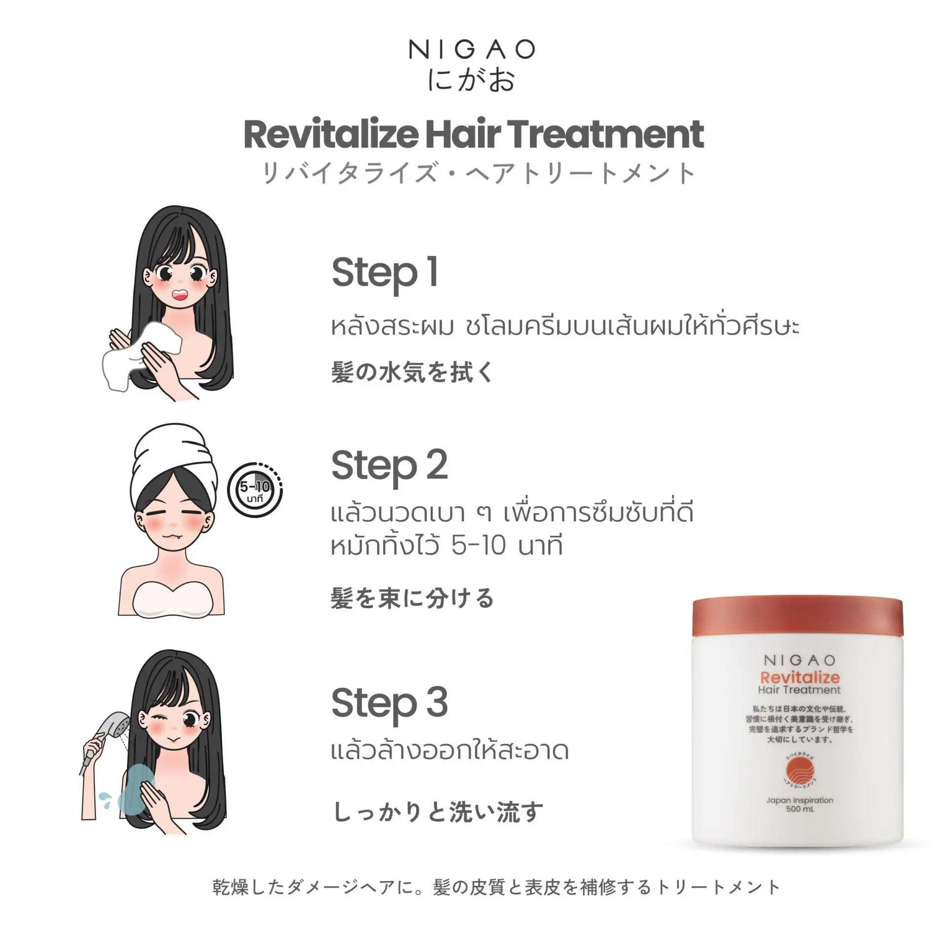 นิกาโอะ รีไวทัลไลซ์ แฮร์ <br>ทรีทเม้นท์ 500 มล.