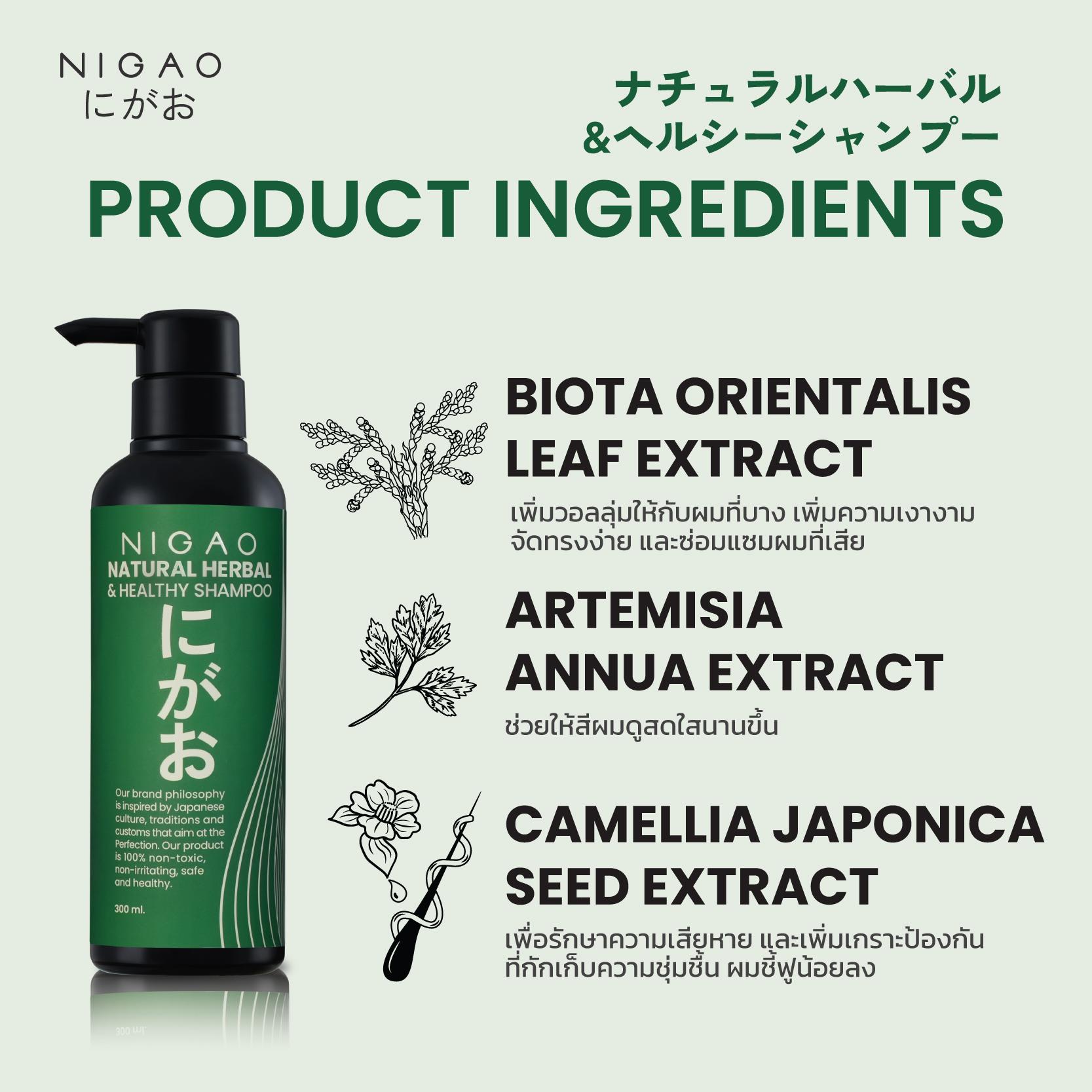 นิกาโอะ เนเชอรัล เฮอร์บัล แอนด์ เฮลท์ตี้ แชมพู 300 มล.