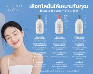 อินโฟกราฟิก NIGAO Body Lotion 3 สูตร — Botanical, Sensational และ Moisture-Rich โลชั่นบำรุงผิวเพื่อความชุ่มชื้น เนียนนุ่ม สุขภาพดี 1