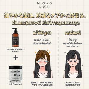 อินโฟกราฟิก NIGAO แนะนำการจับคู่แชมพูกับทรีทเม้นท์ 4 สูตร เพื่อแก้ปัญหาผมแตกต่างกัน เช่น ผมเฟด สีไม่สม่ำเสมอ ผมขาดความชุ่มชื้น ผมชี้ฟู และผมบาง 7