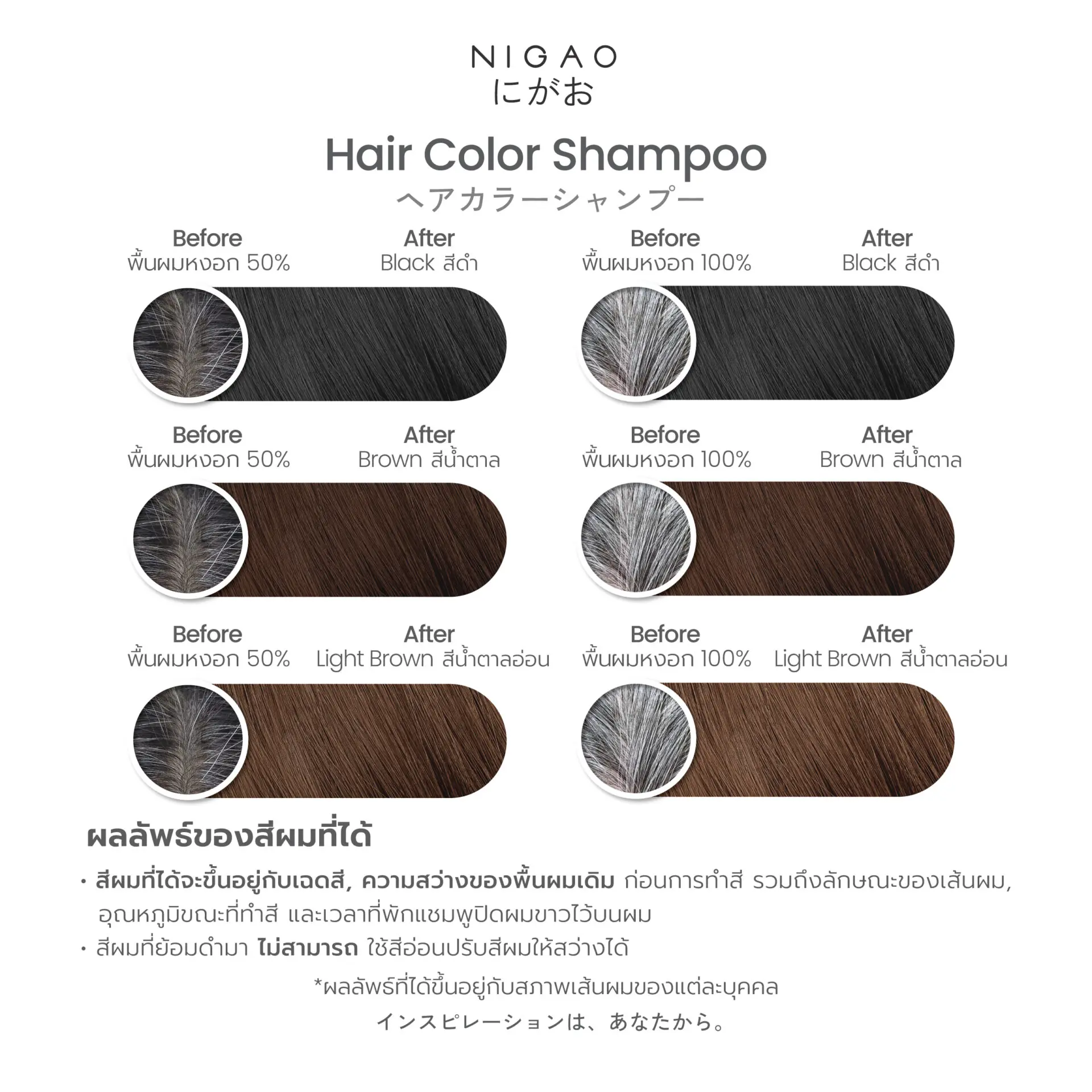 นิกาโอะ แชมพูเปลี่ยนสีผม ปิดผมขาว 30 มล.