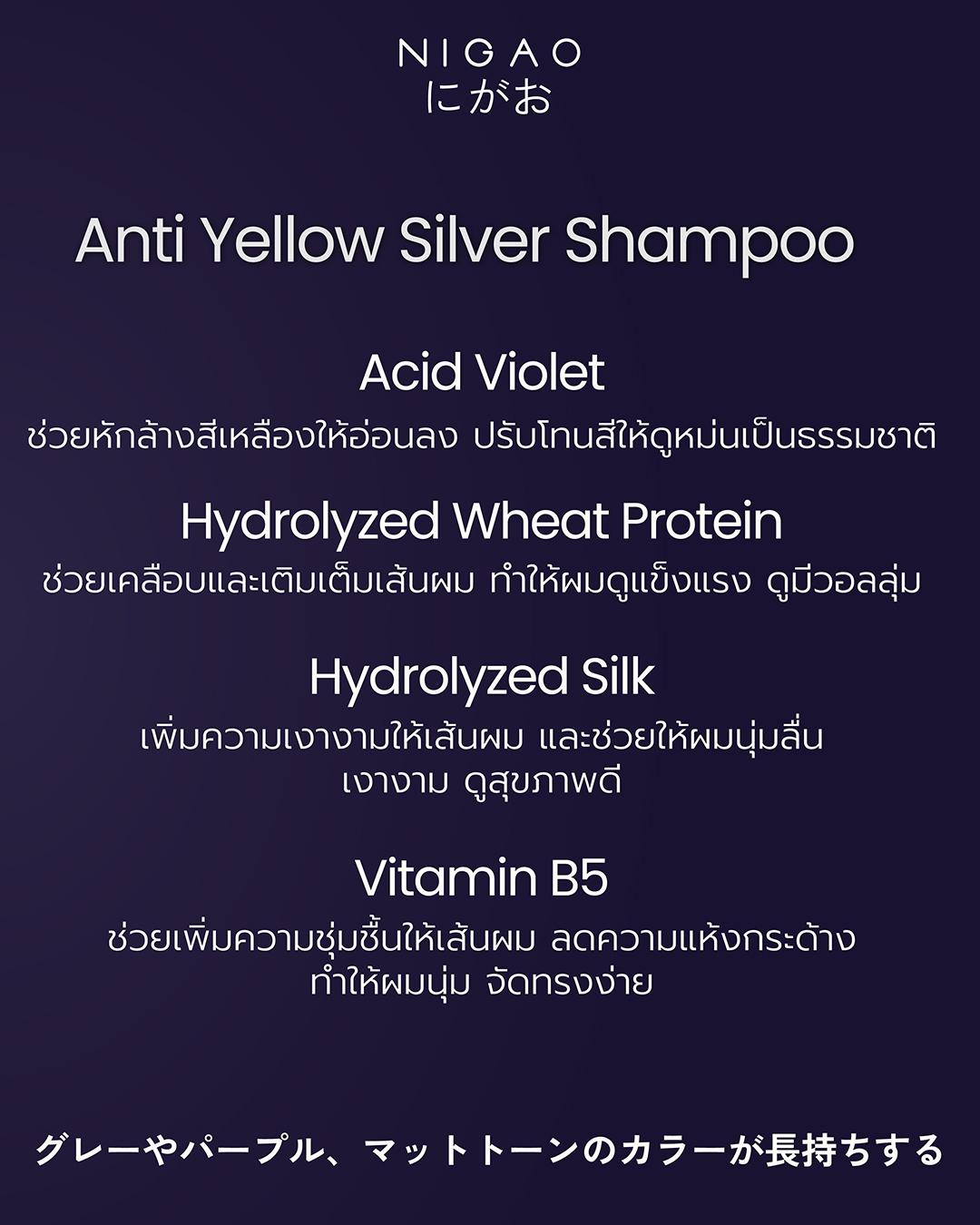 NIGAO Anti Yellow Silver Shampoo แชมพูม่วงลดเหลือง ปรับโทนผมหม่นสำหรับผมทำสี