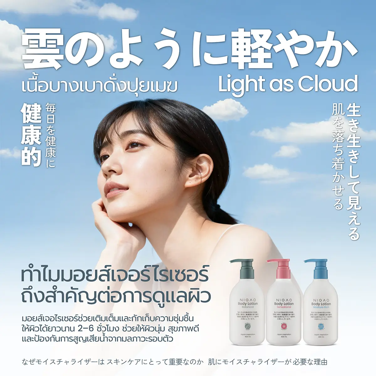 NIGAO Body Lotion ทำไมมอยส์เจอร์ไรเซอร์ถึงสำคัญต่อการดูแลผิว