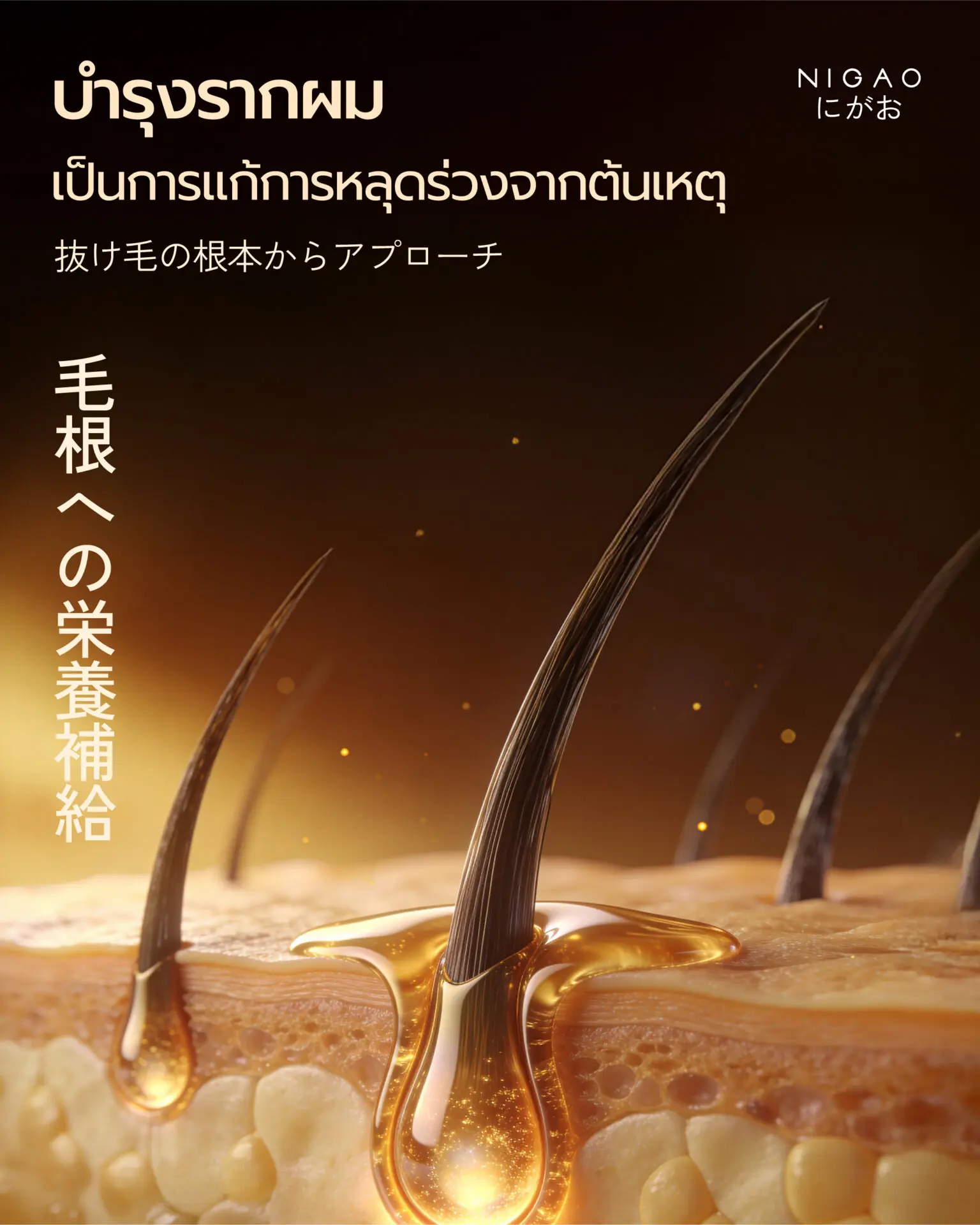 ฟื้นฟูเส้นผมแบบองค์รวม แชมพูลดผมร่วง NIGAO