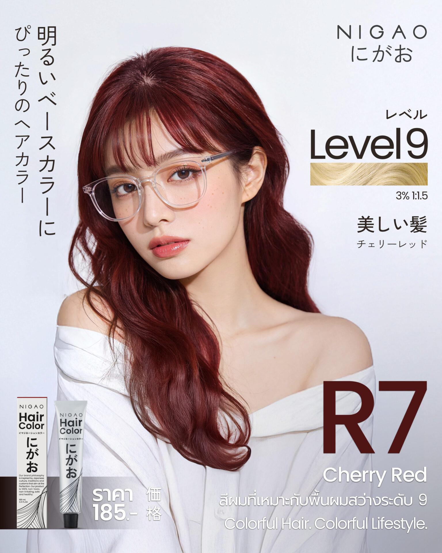ตัวอย่างสีผมที่เหมาะกับพื้นผมสว่างระดับ 9