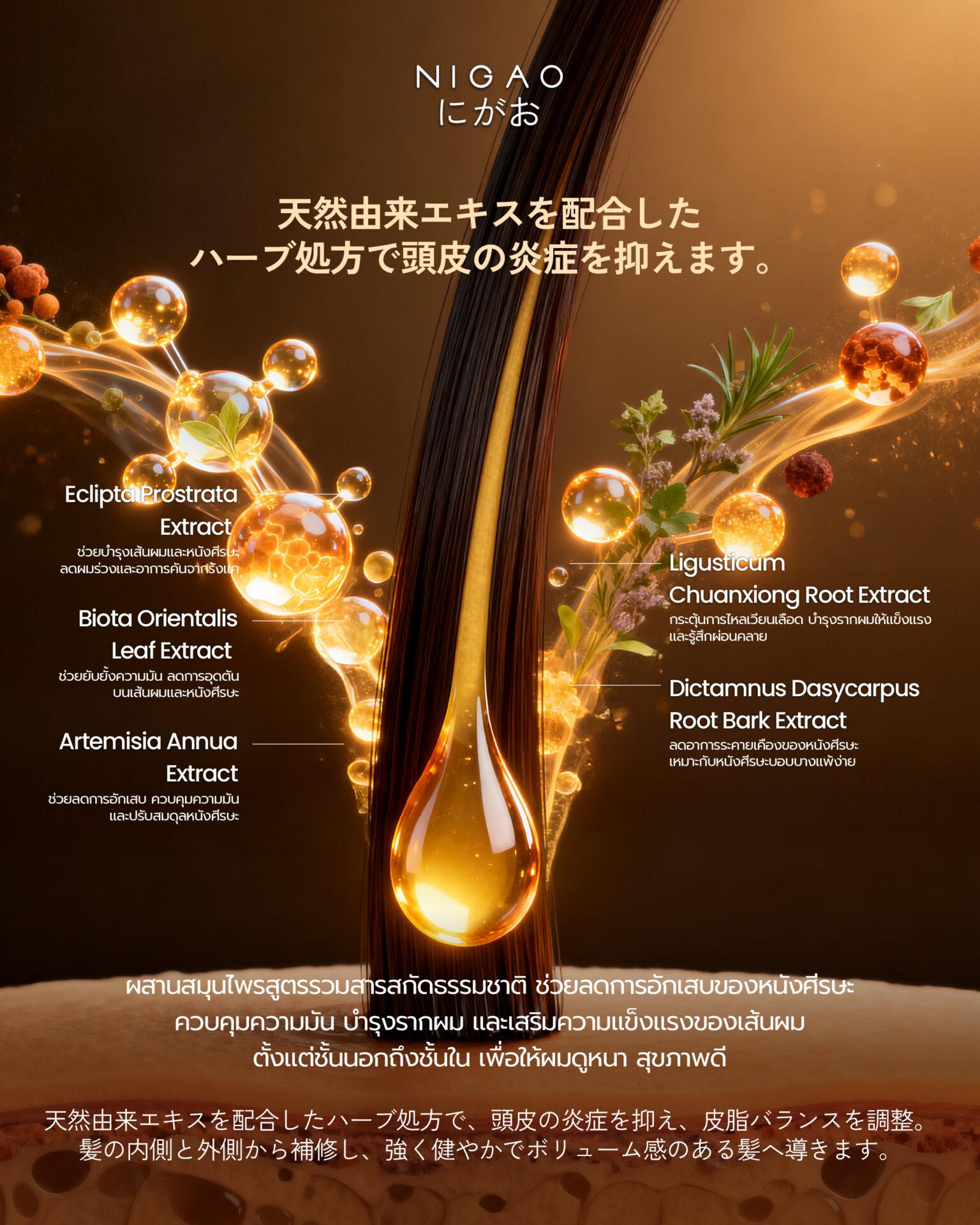NIGAO Anti Hair Loss Herbal Serum & Shampoo ดูแลปัญหาผมขาดหลุดร่วงอย่างล้ำลึก