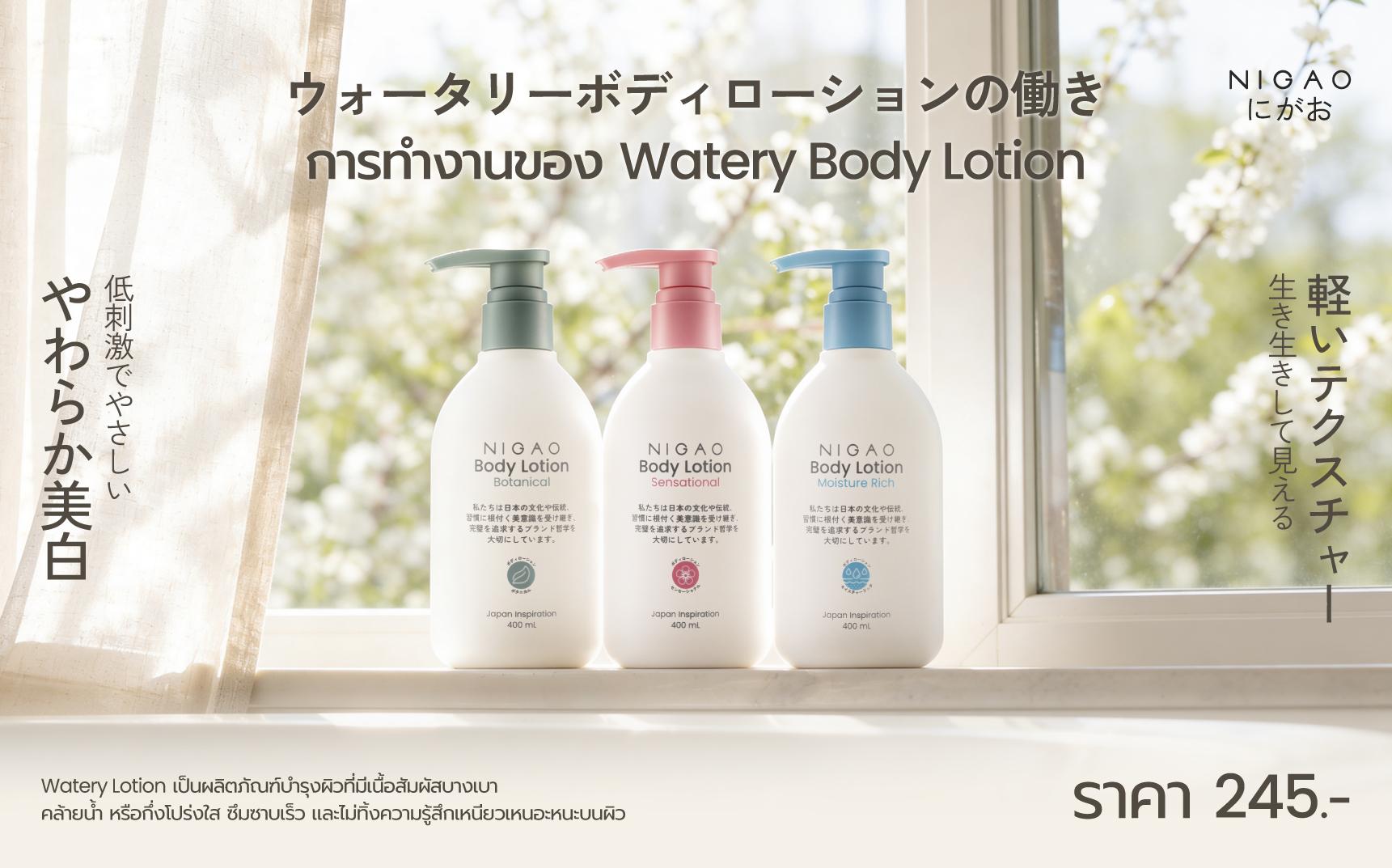 การทำงานของ Watery Body Lotion โลชั่นบางเบา ซึมไว