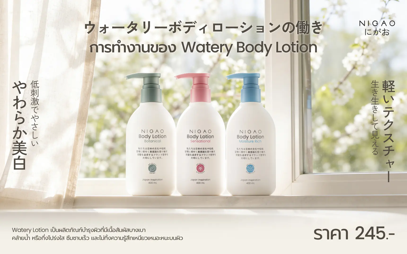 การทำงานของ Watery Body Lotion โลชั่นบางเบา ซึมไว