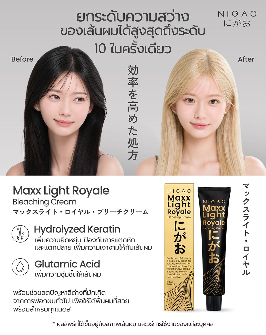 NIGAO Maxx Light ครีมฟอกผมสว่างถึงระดับ 10