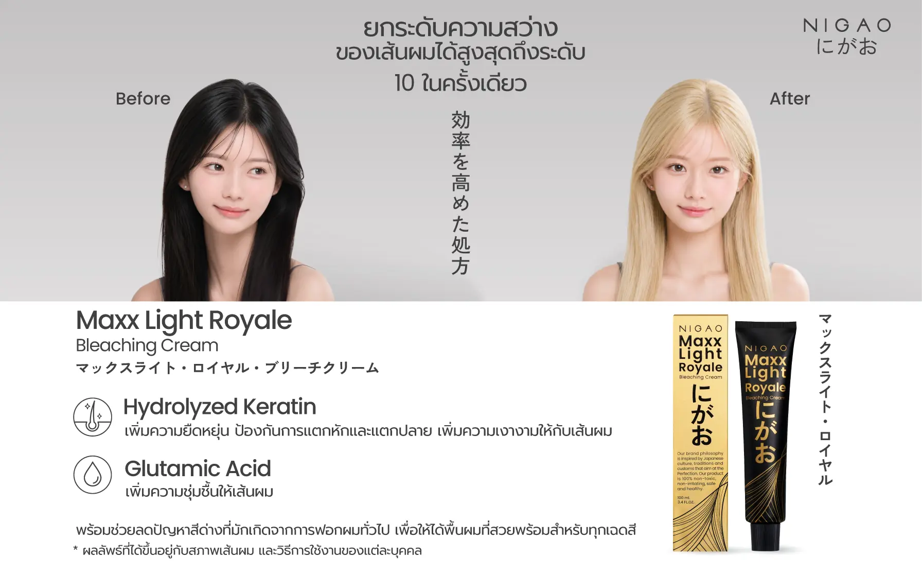 NIGAO Maxx Light ครีมฟอกผมสว่างถึงระดับ 10