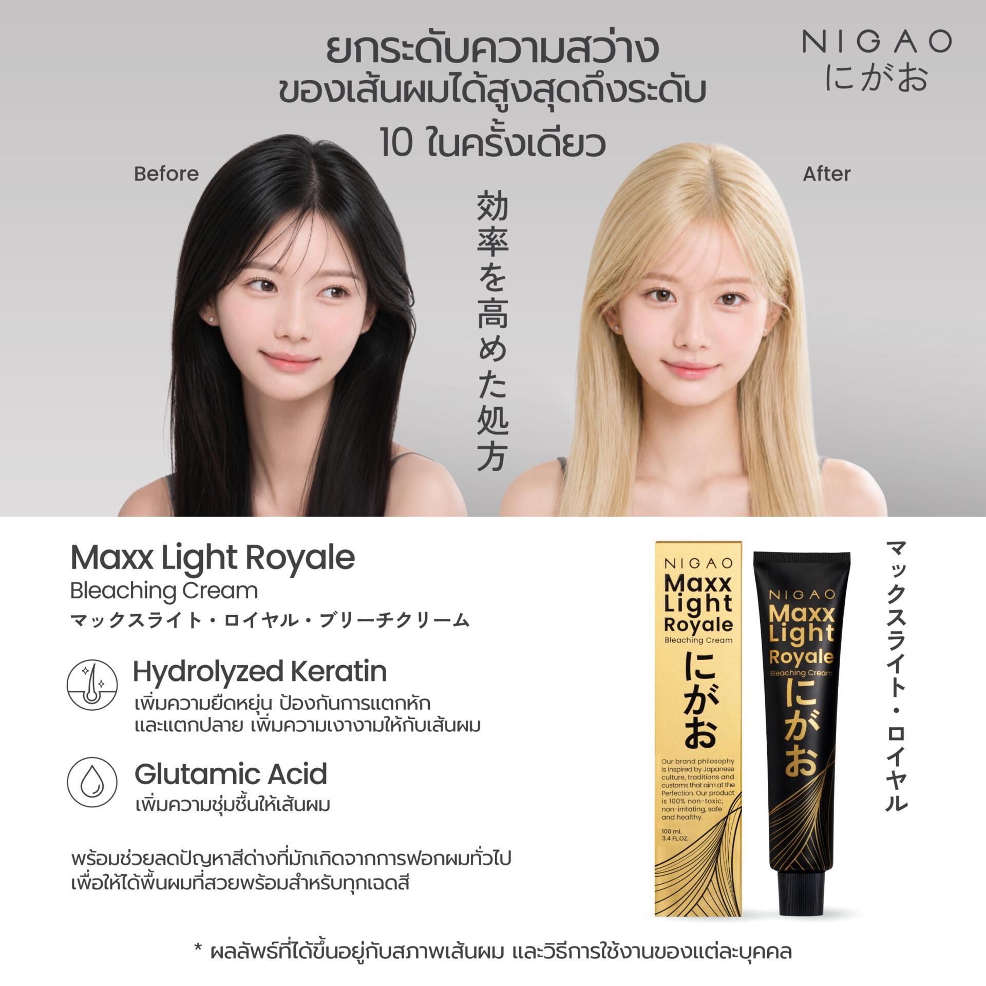 NIGAO Maxx Light ครีมฟอกผมสว่างถึงระดับ 10