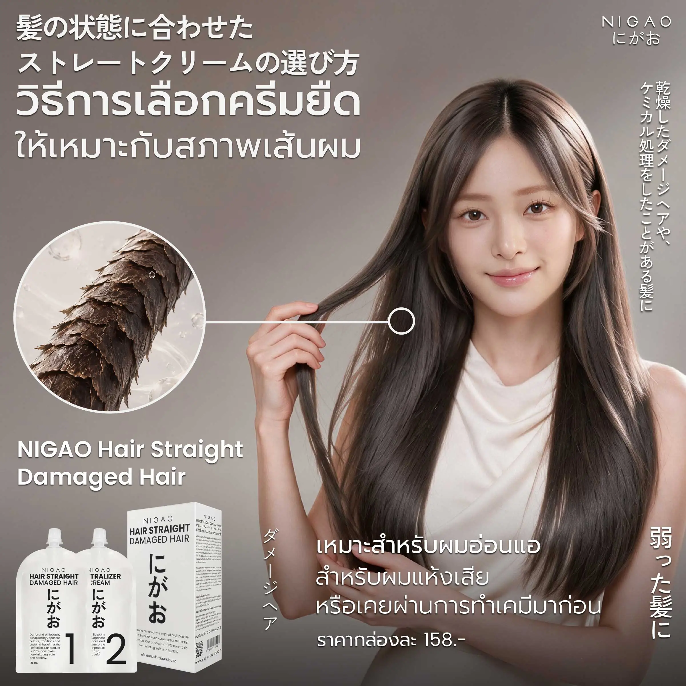 NIGAO Hair Straight ครีมยืดผม 2 สูตรตามสภาพผม
