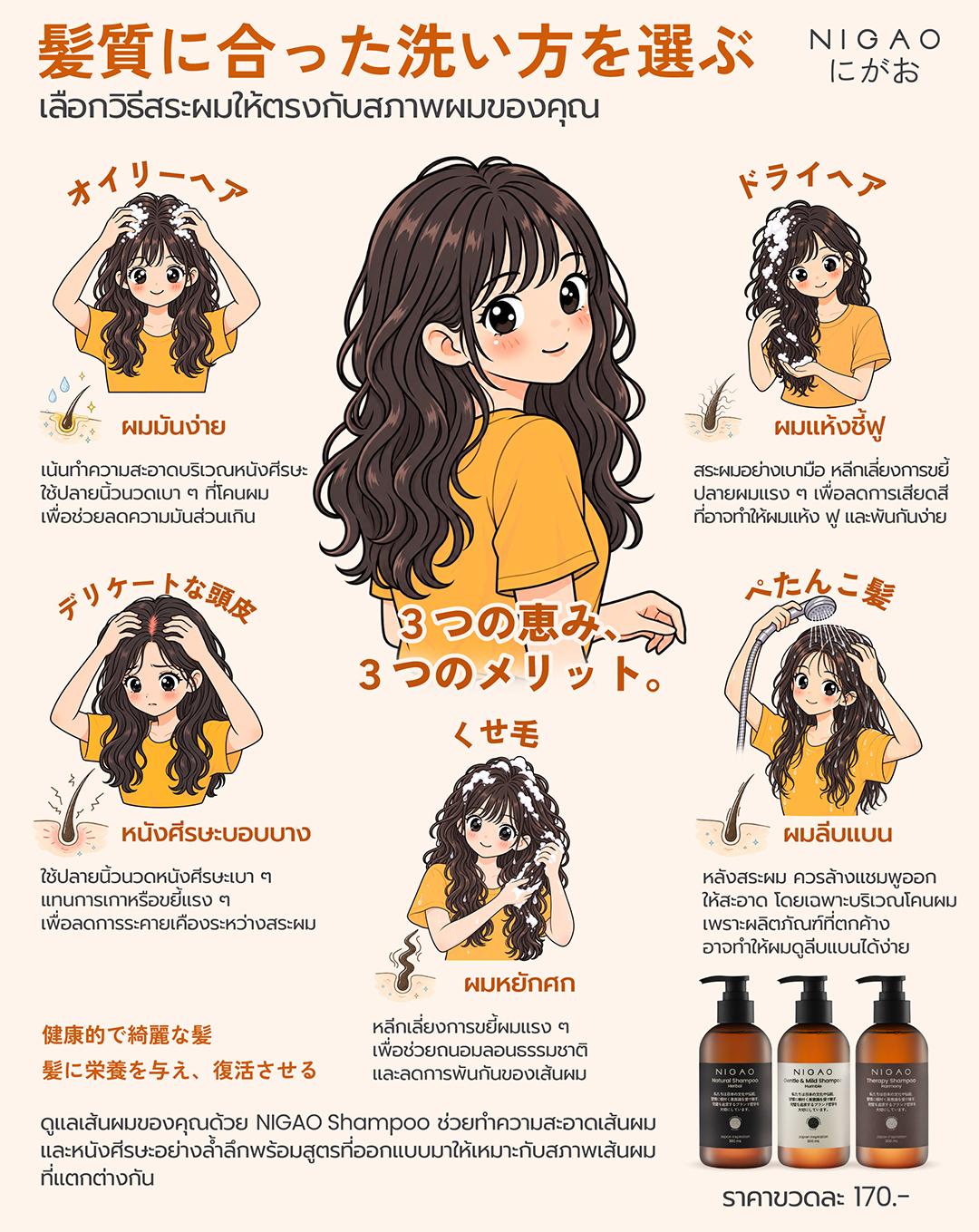 เลือกแชมพูให้เหมาะกับสภาพผมด้วย NIGAO Shampoo