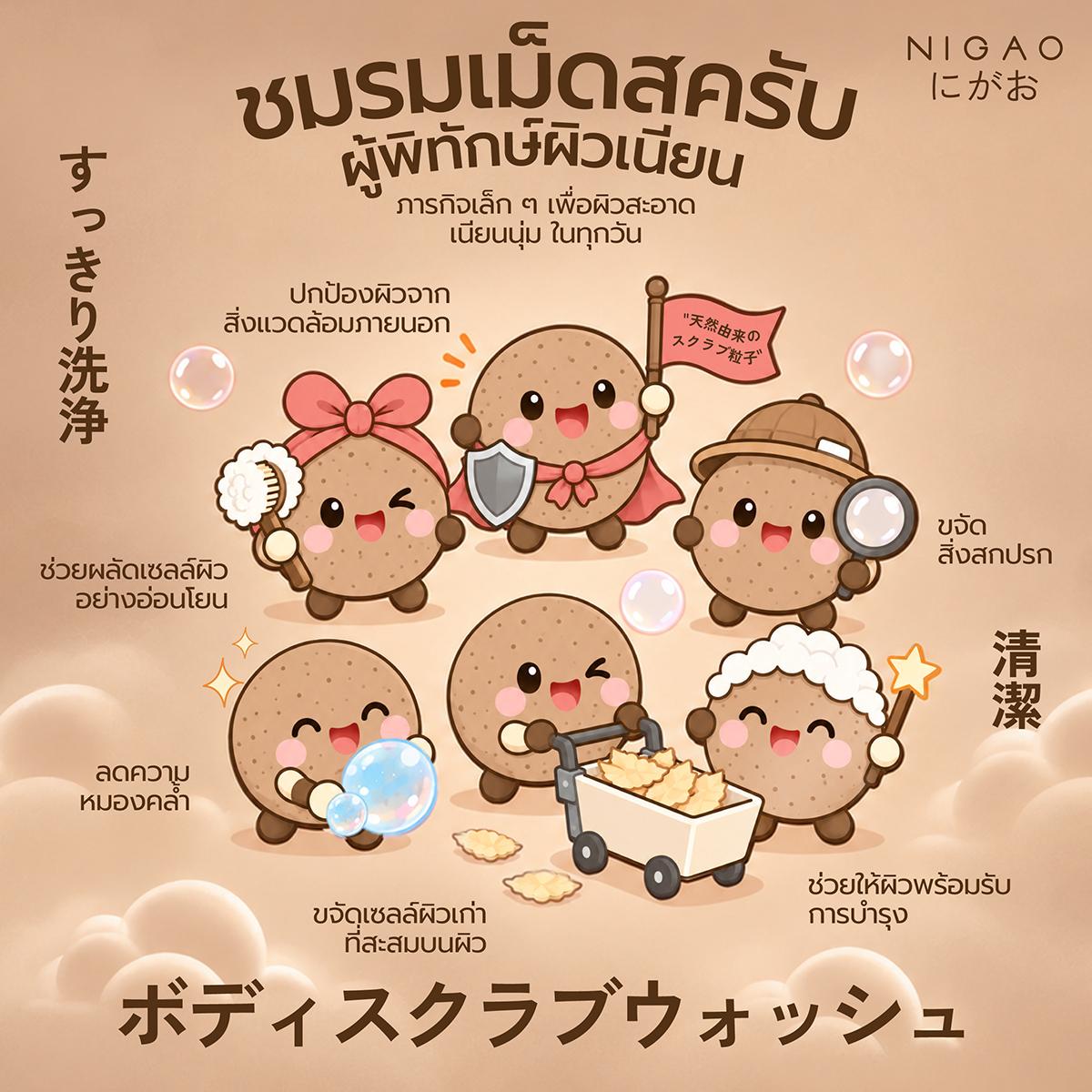 NIGAO Body Scrub Wash สครับผิวจากเปลือกวอลนัท