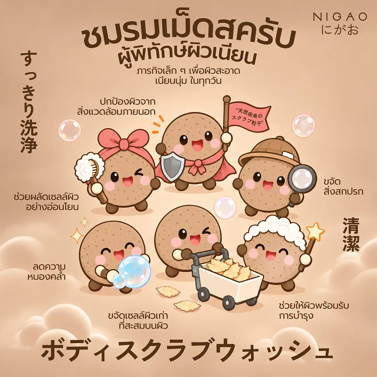 NIGAO Body Scrub Wash สครับผิวจากเปลือกวอลนัท