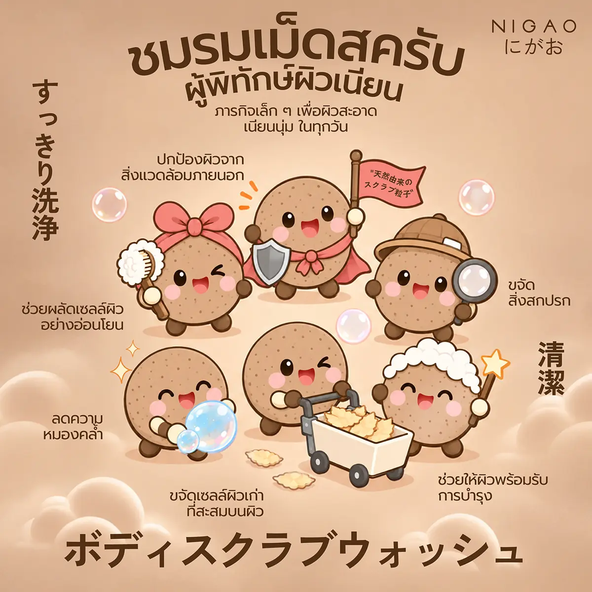 NIGAO Body Scrub Wash สครับผิวจากเปลือกวอลนัท