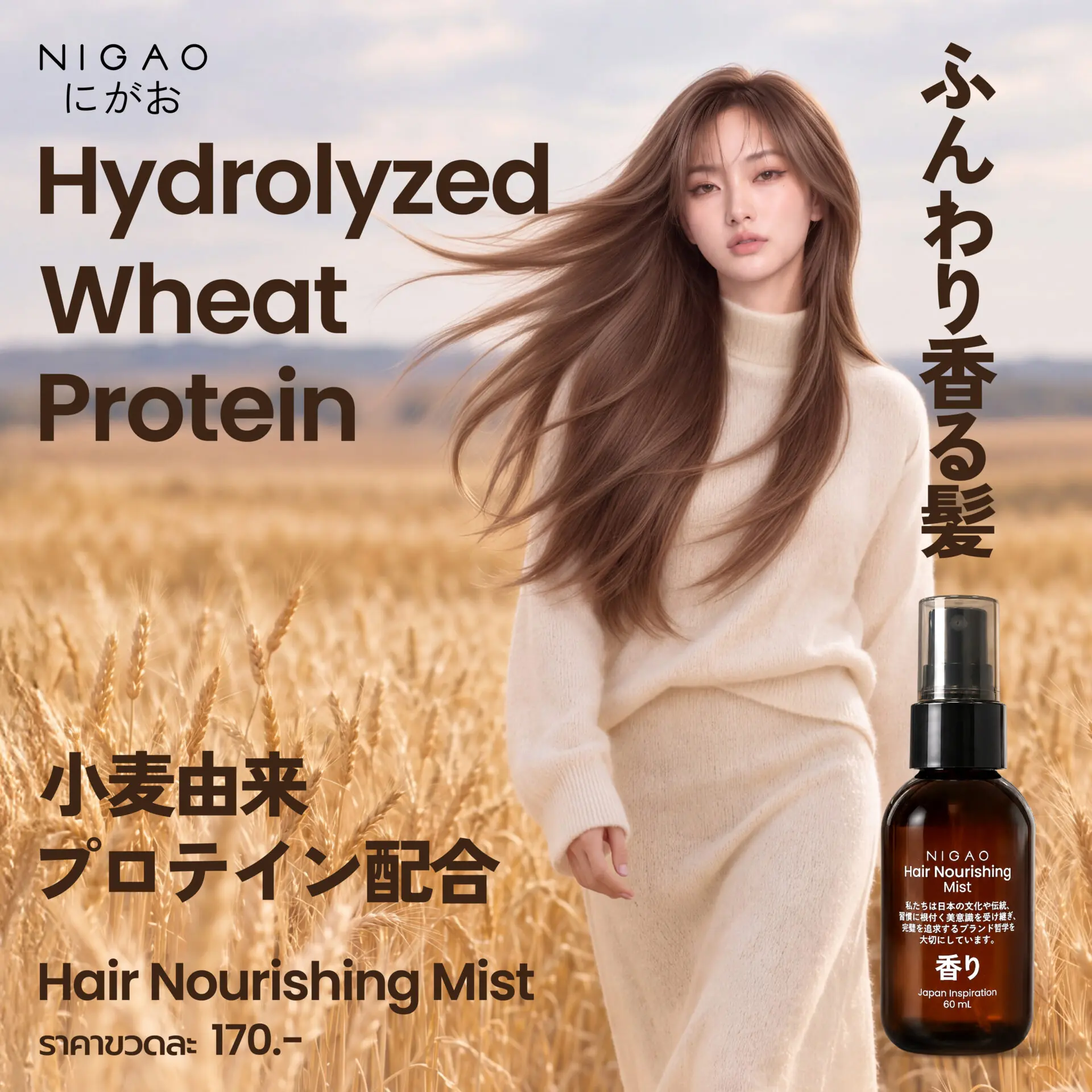 NIGAO Hair Nourishing Mist พร้อม Hydrolyzed Wheat Protein