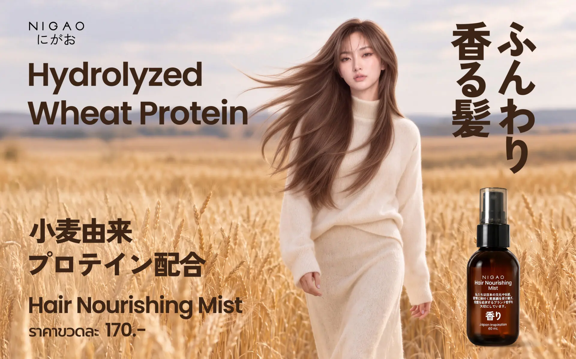 NIGAO Hair Nourishing Mist พร้อม Hydrolyzed Wheat Protein